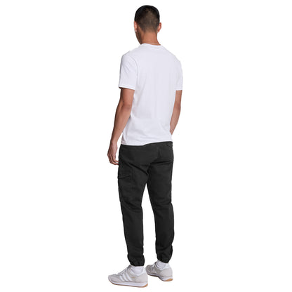 Jet Black - Back - Lyle & Scott Mens Cuffed Ankle Cargo Trousers