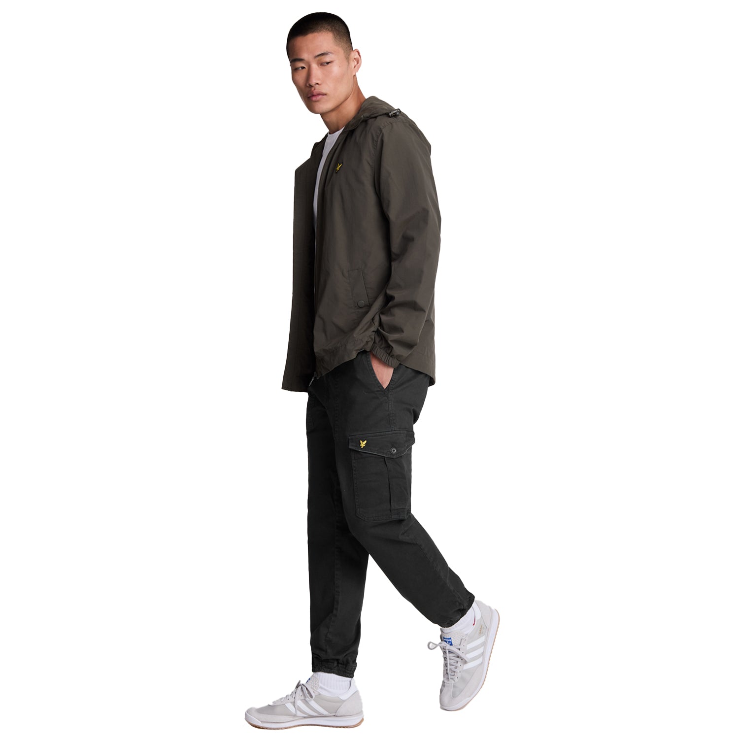 Jet Black - Side - Lyle & Scott Mens Cuffed Ankle Cargo Trousers