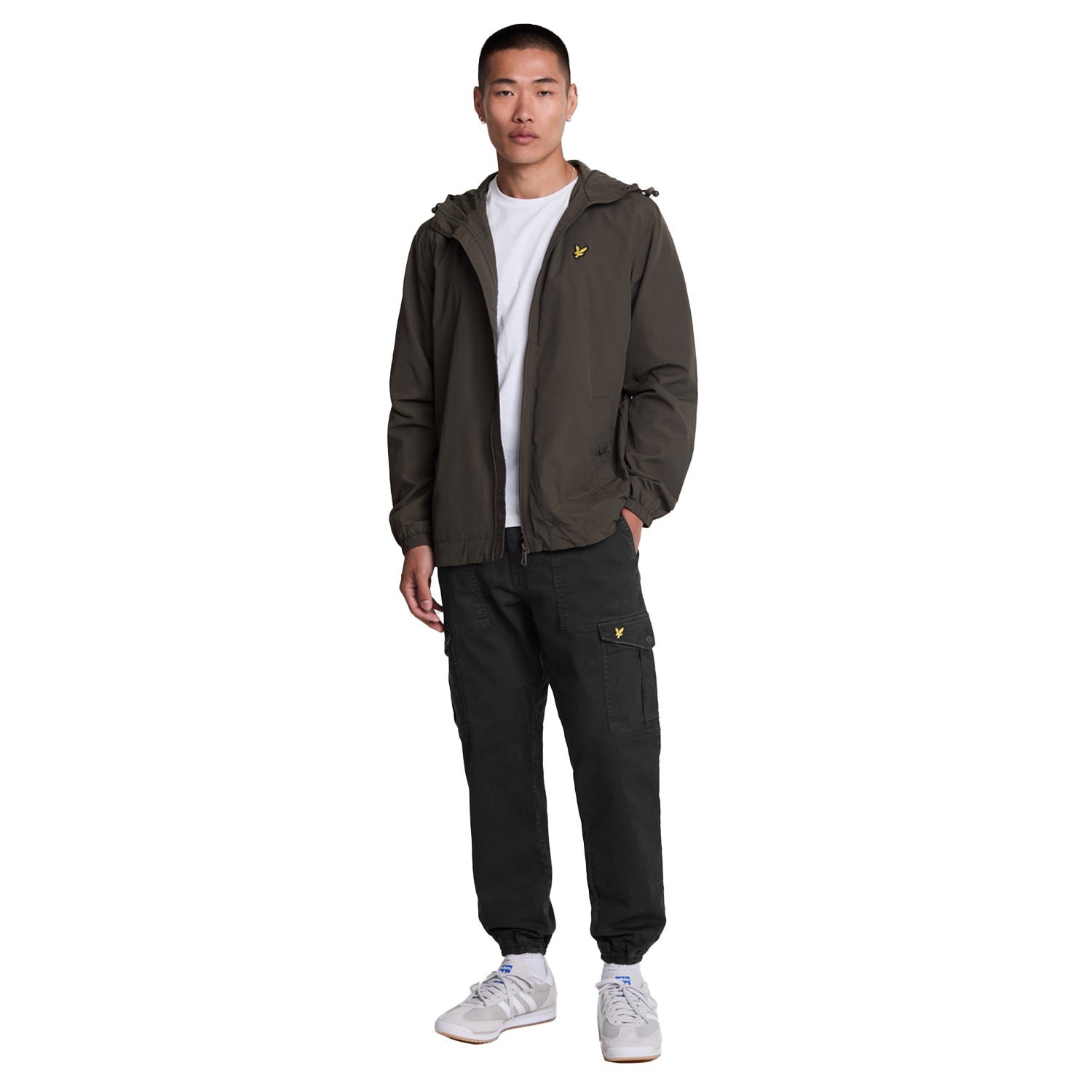 Jet Black - Front - Lyle & Scott Mens Cuffed Ankle Cargo Trousers