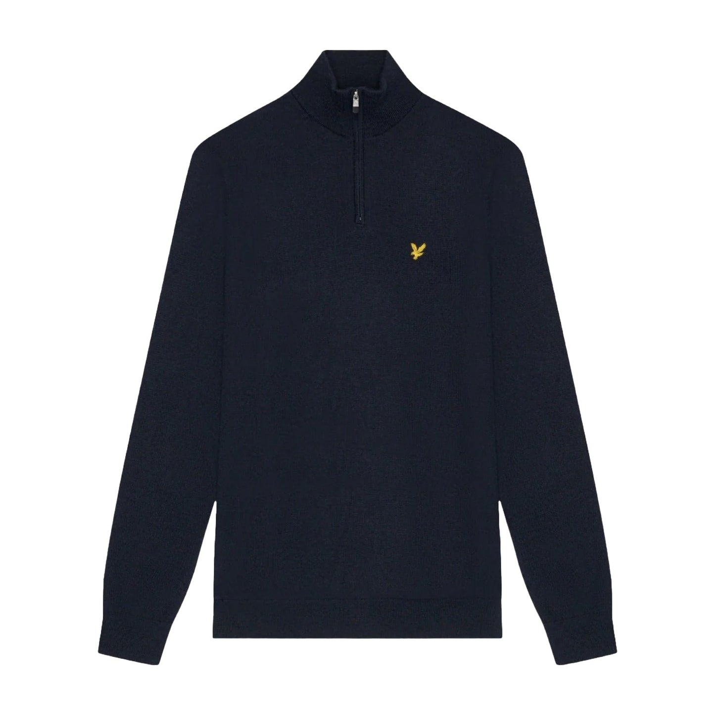 Dark Navy - Front - Lyle & Scott Mens Merino Wool Quarter Zip Golf Jumper