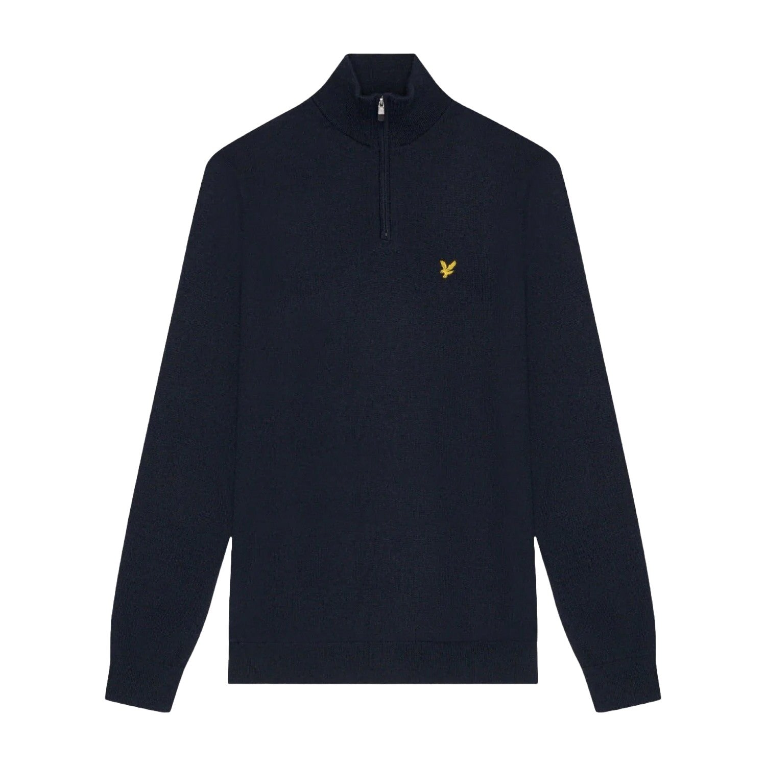 Dark Navy - Front - Lyle & Scott Mens Merino Wool Quarter Zip Golf Jumper