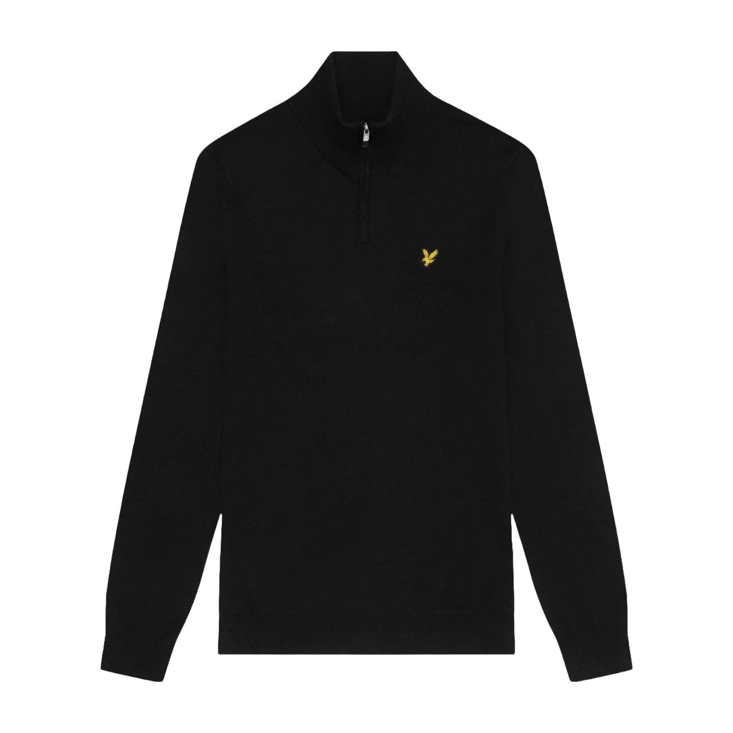 Jet Black - Front - Lyle & Scott Mens Merino Wool Quarter Zip Golf Jumper