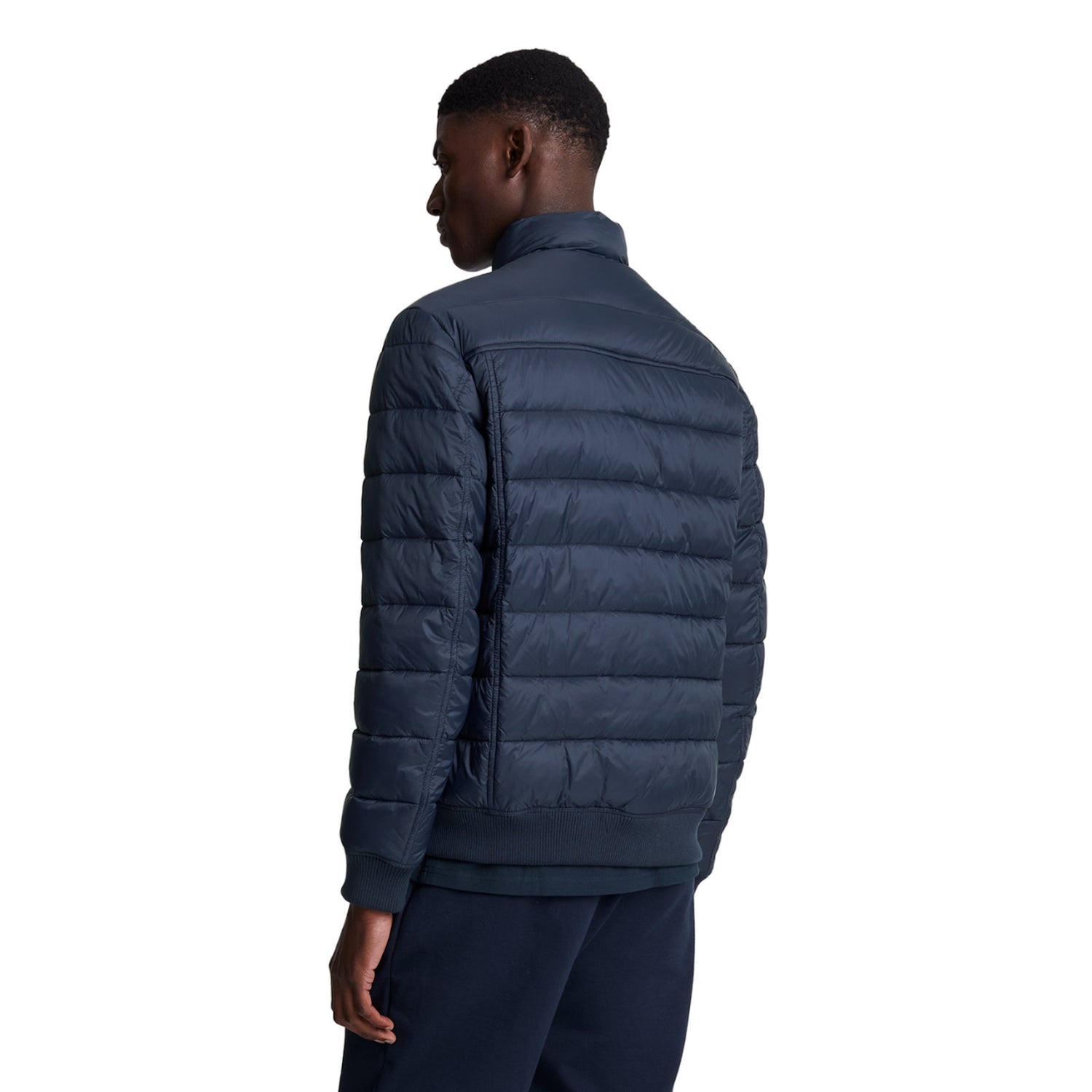 Dark Navy - Side - Lyle & Scott Mens Funnel Neck Padded Jacket