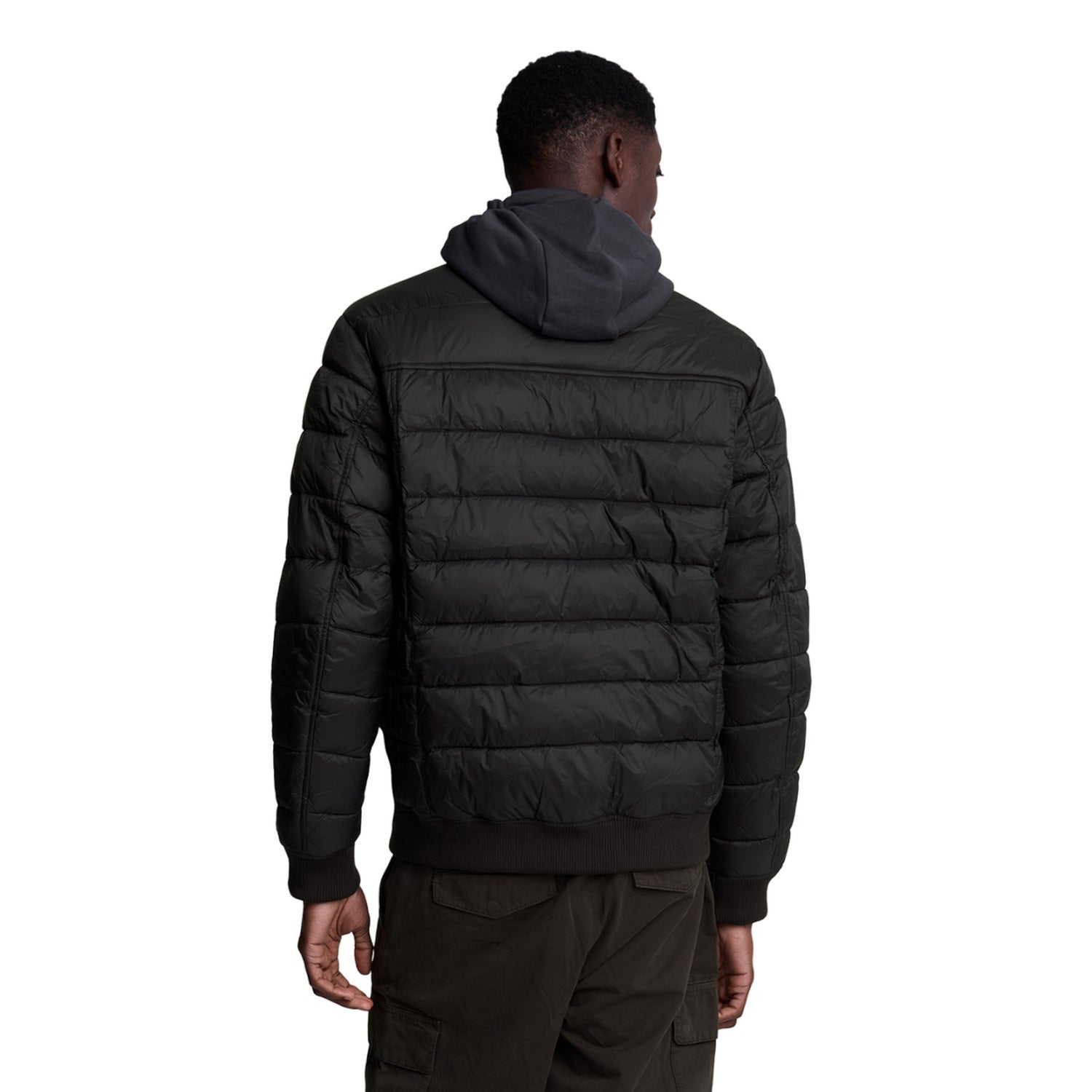 Jet Black - Back - Lyle & Scott Mens Funnel Neck Padded Jacket