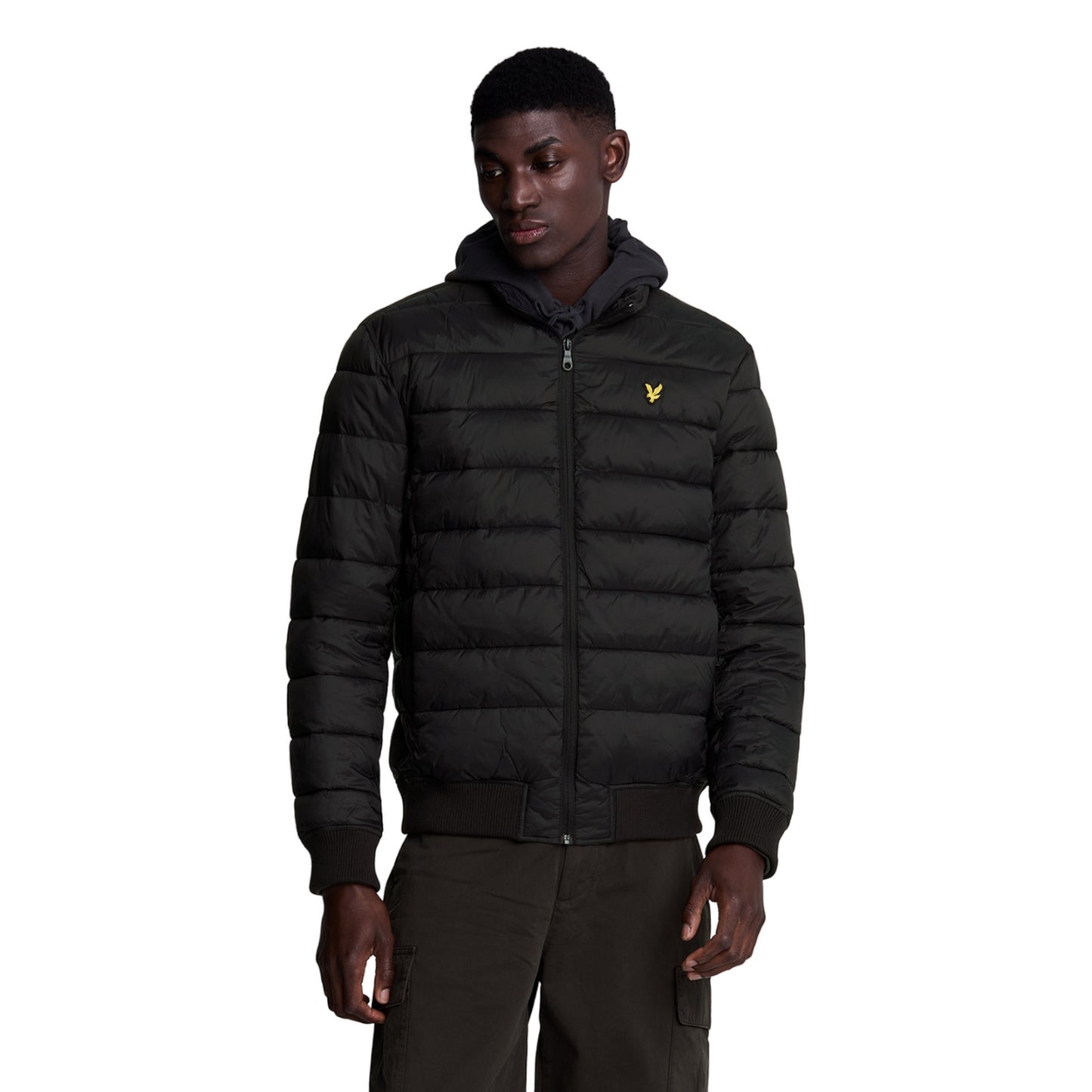 Jet Black - Side - Lyle & Scott Mens Funnel Neck Padded Jacket