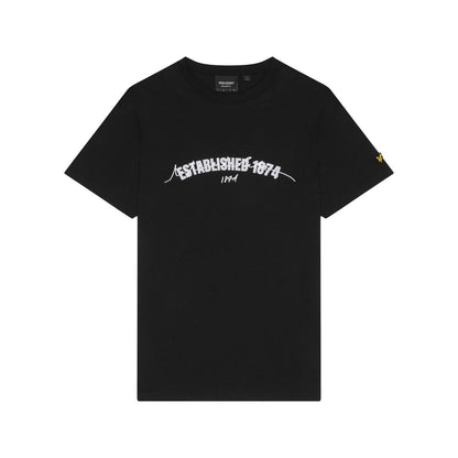 Jet Black - Front - Lyle & Scott Mens Established 1874 Printed T-Shirt
