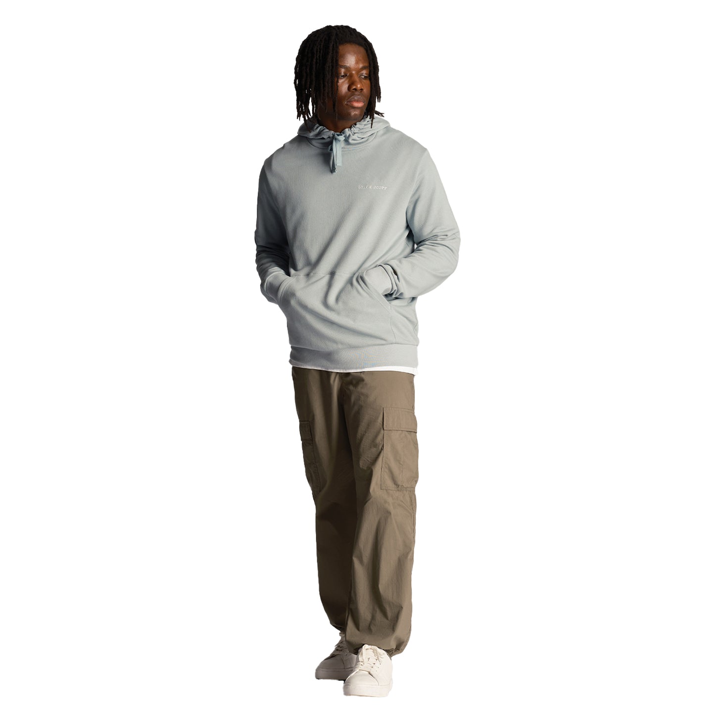 Slate Blue - Lifestyle - Lyle & Scott Mens Embroidered Loop Back Hoodie