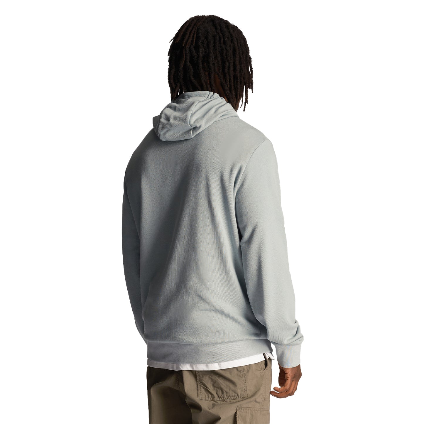 Slate Blue - Back - Lyle & Scott Mens Embroidered Loop Back Hoodie
