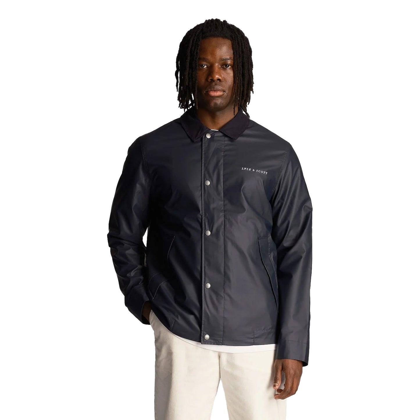 Dark Navy - Side - Lyle & Scott Mens Coach Jacket