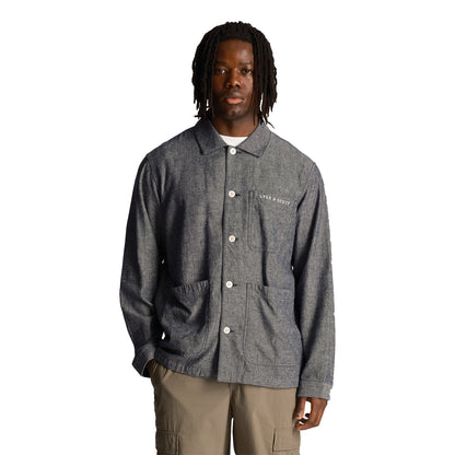 Dark Navy - Front - Lyle & Scott Mens Flax Shirt Jacket