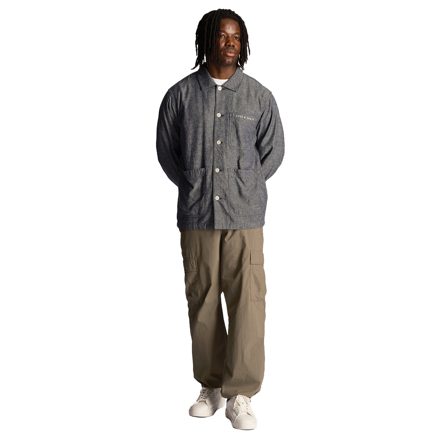 Dark Navy - Side - Lyle & Scott Mens Flax Shirt Jacket