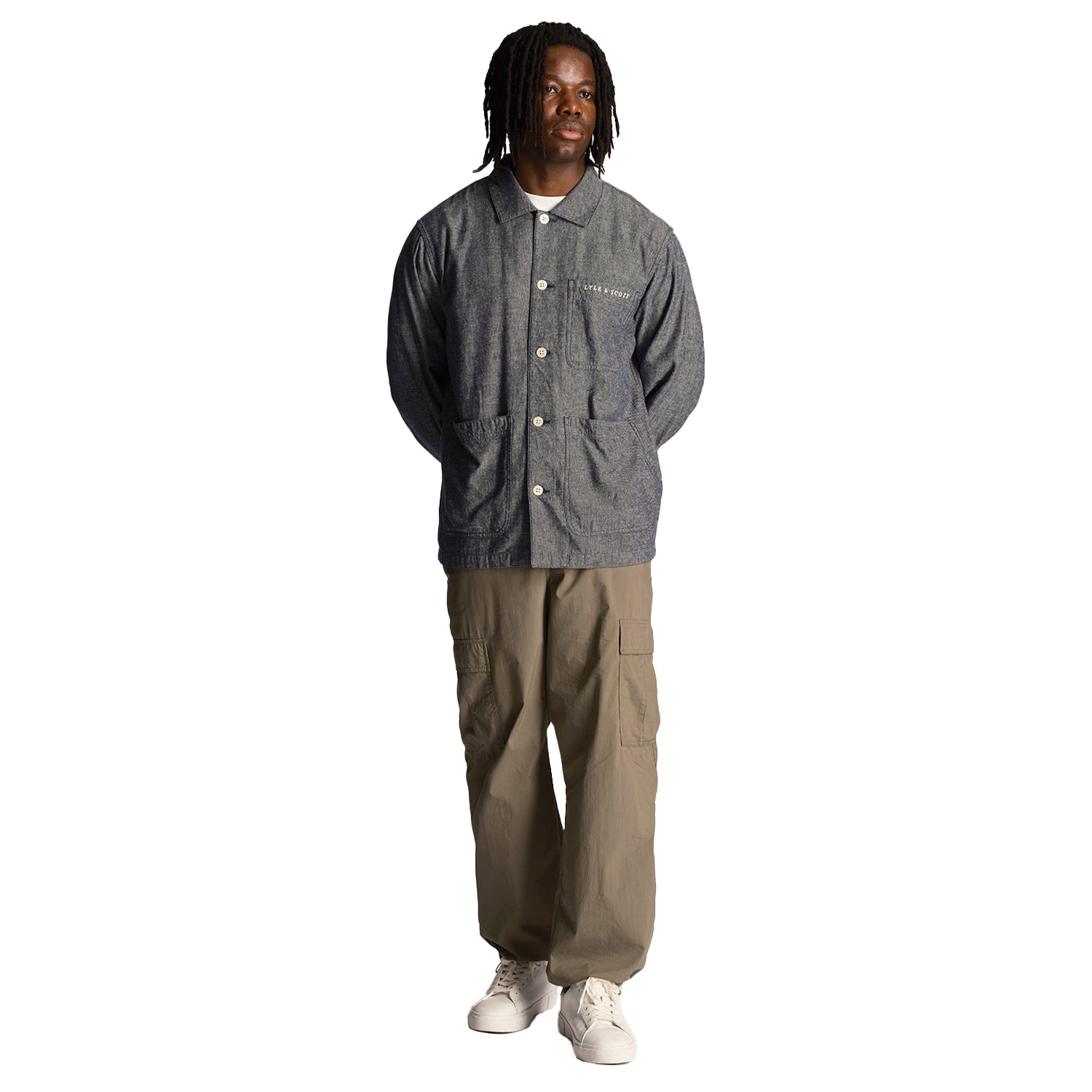 Dark Navy - Side - Lyle & Scott Mens Flax Shirt Jacket
