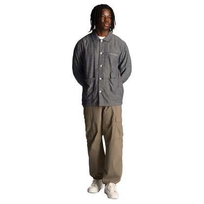 Dark Navy - Side - Lyle & Scott Mens Flax Shirt Jacket