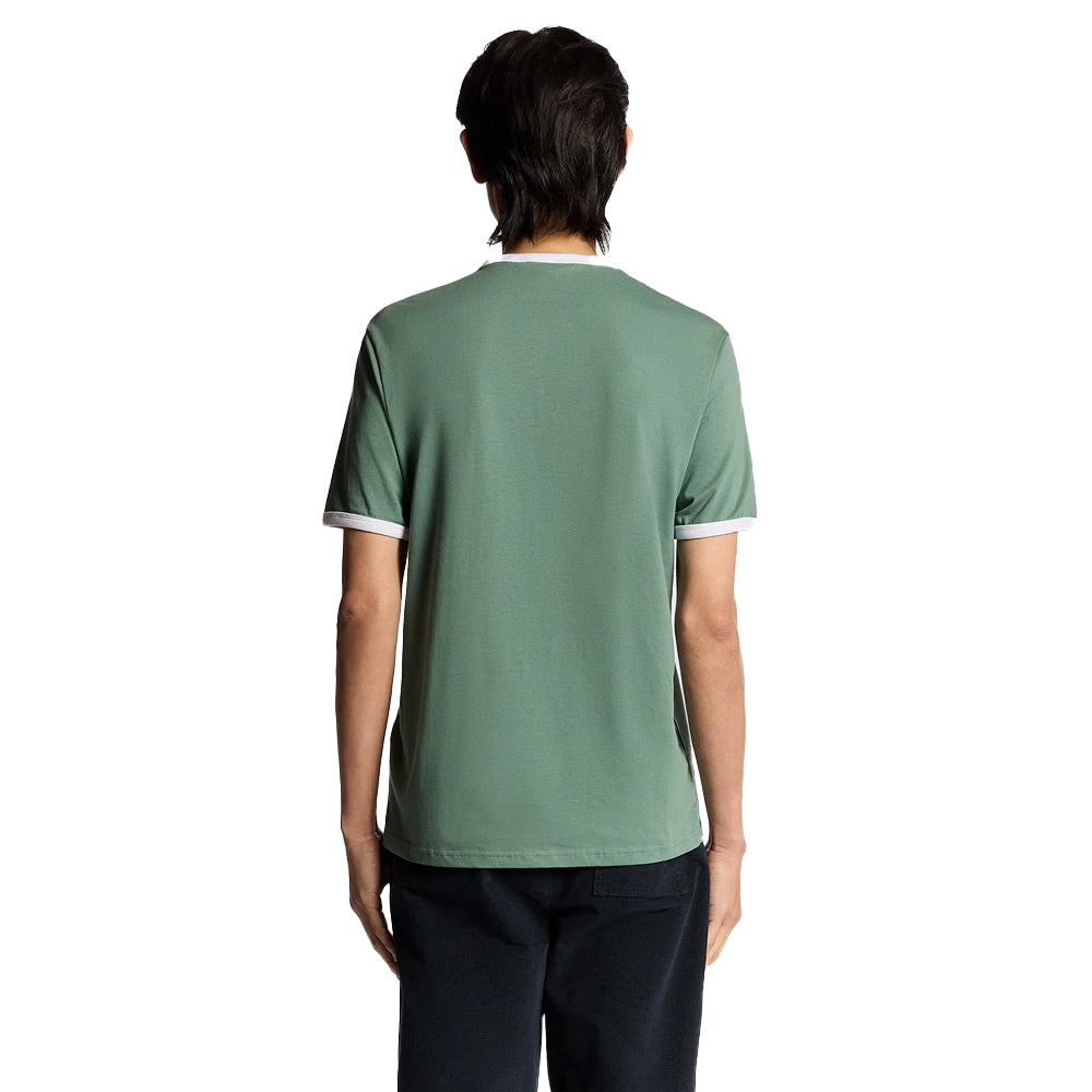 Agave Green-White - Back - Lyle & Scott Mens Ringer T-Shirt