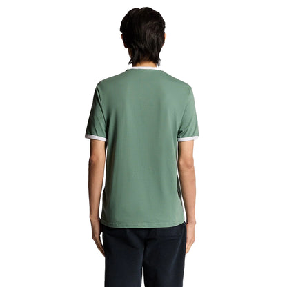 Agave Green-White - Back - Lyle & Scott Mens Ringer T-Shirt