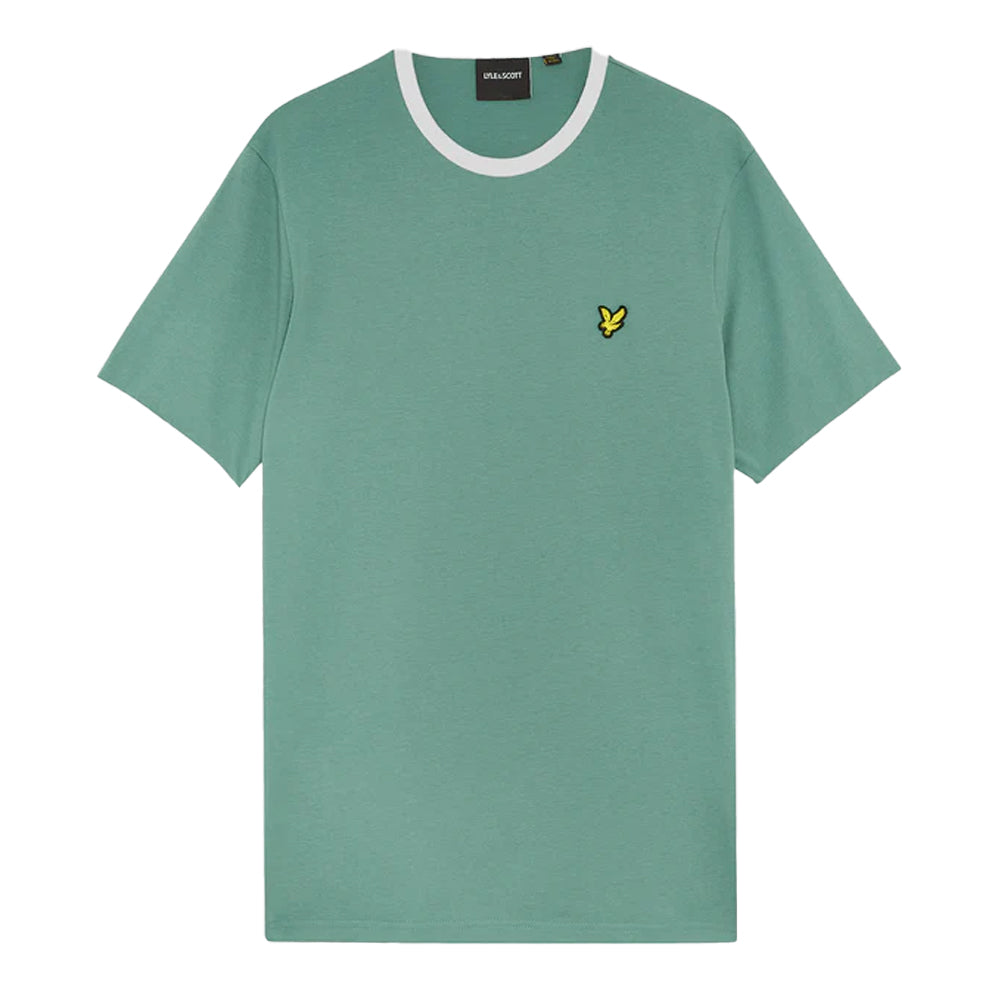 Agave Green-White - Front - Lyle & Scott Mens Ringer T-Shirt