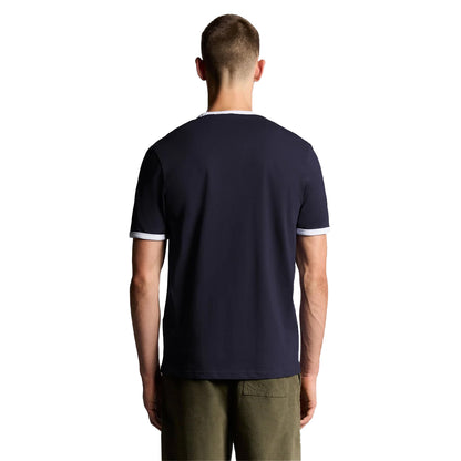 Dark Navy-White - Back - Lyle & Scott Mens Ringer T-Shirt