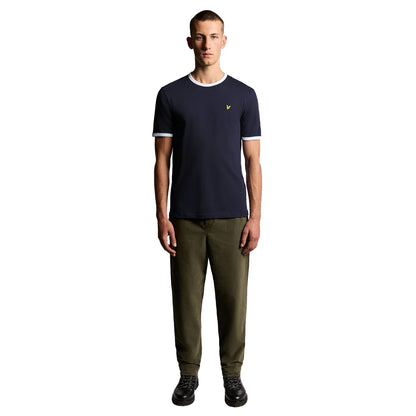 Dark Navy-White - Side - Lyle & Scott Mens Ringer T-Shirt