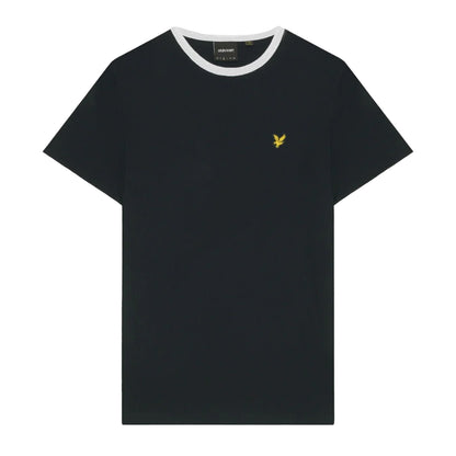 Dark Navy-White - Front - Lyle & Scott Mens Ringer T-Shirt