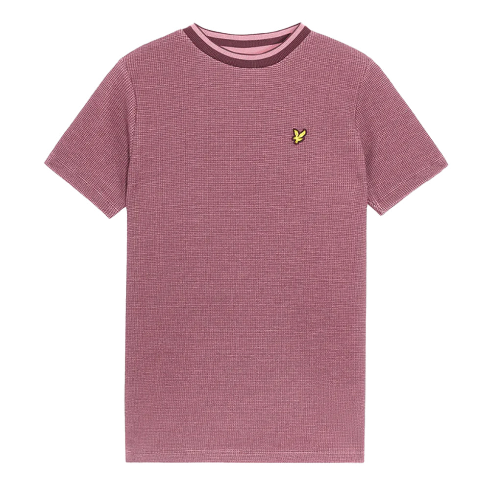 Dusky-Maroon - Front - Lyle & Scott Boys Two Tone Waffle T-Shirt