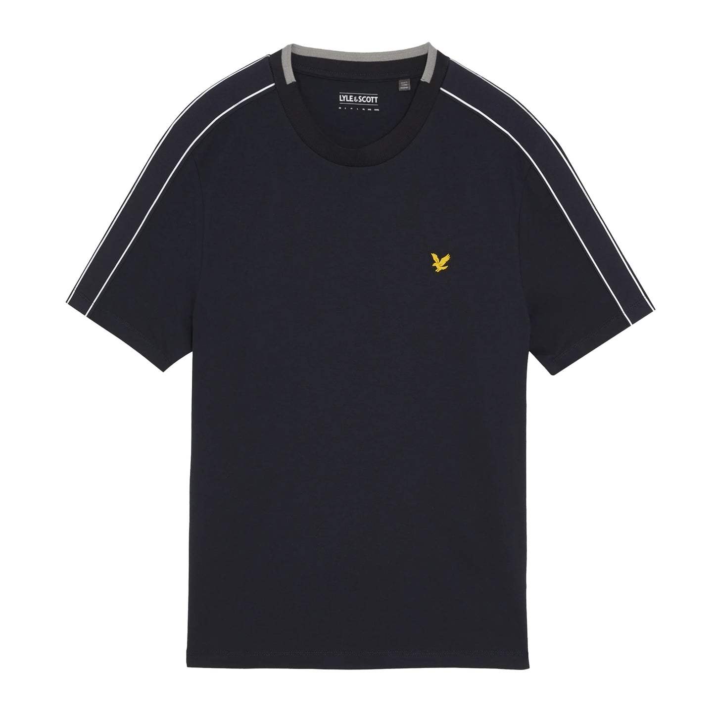Dark Navy - Front - Lyle & Scott Mens Tape T-Shirt