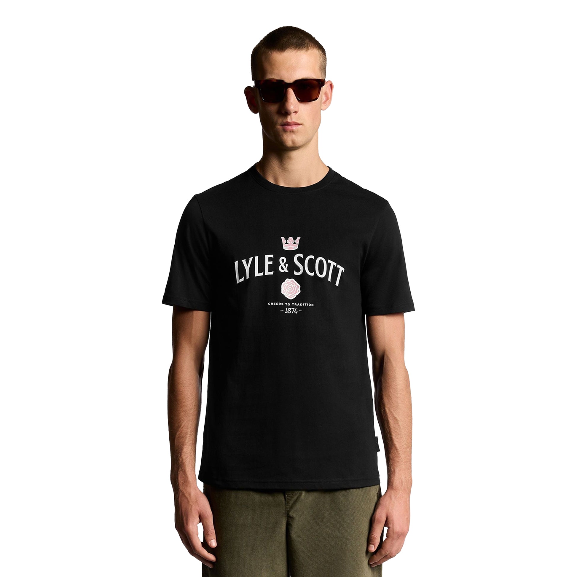 Jet Black - Side - Lyle & Scott Mens Cheers To Tradition Graphic T-Shirt