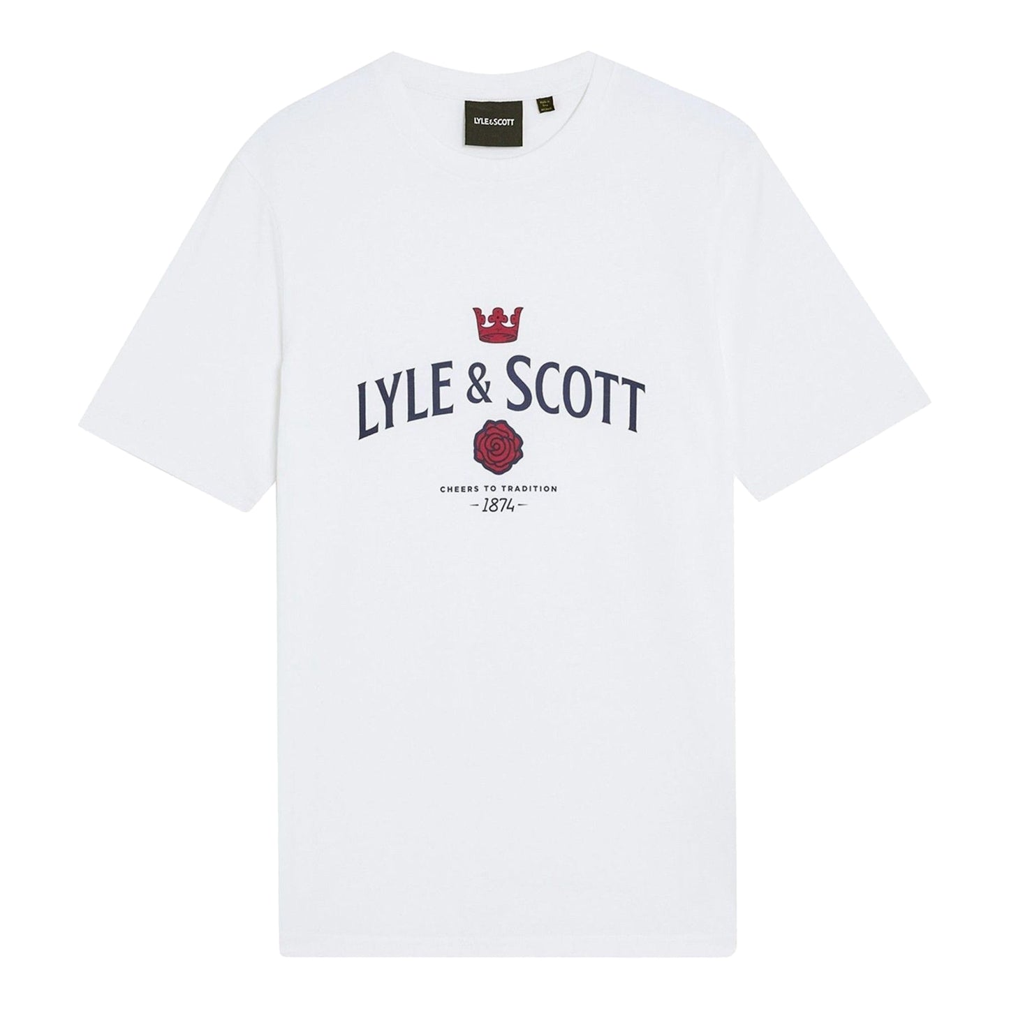 White - Front - Lyle & Scott Mens Cheers To Tradition Graphic T-Shirt