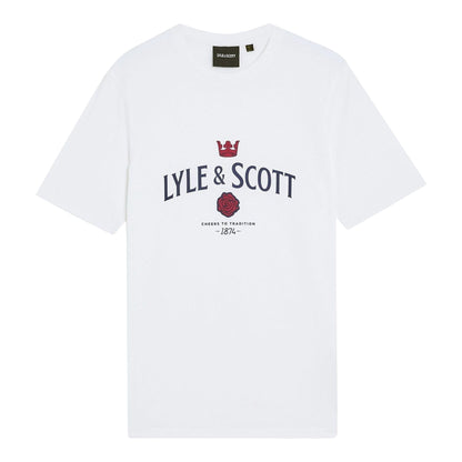 White - Front - Lyle & Scott Mens Cheers To Tradition Graphic T-Shirt