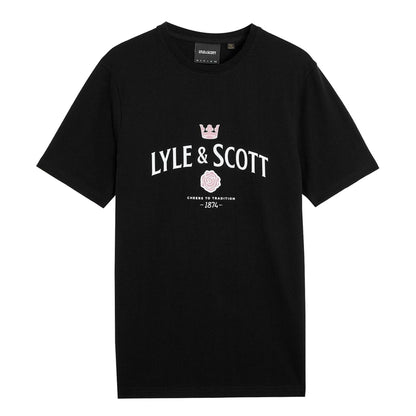 Jet Black - Front - Lyle & Scott Mens Cheers To Tradition Graphic T-Shirt
