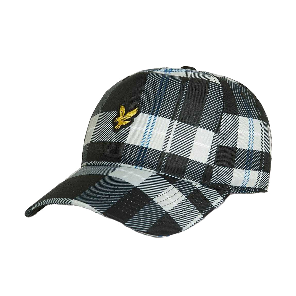 Jet Black-White - Side - Lyle & Scott Tartan Baseball Cap