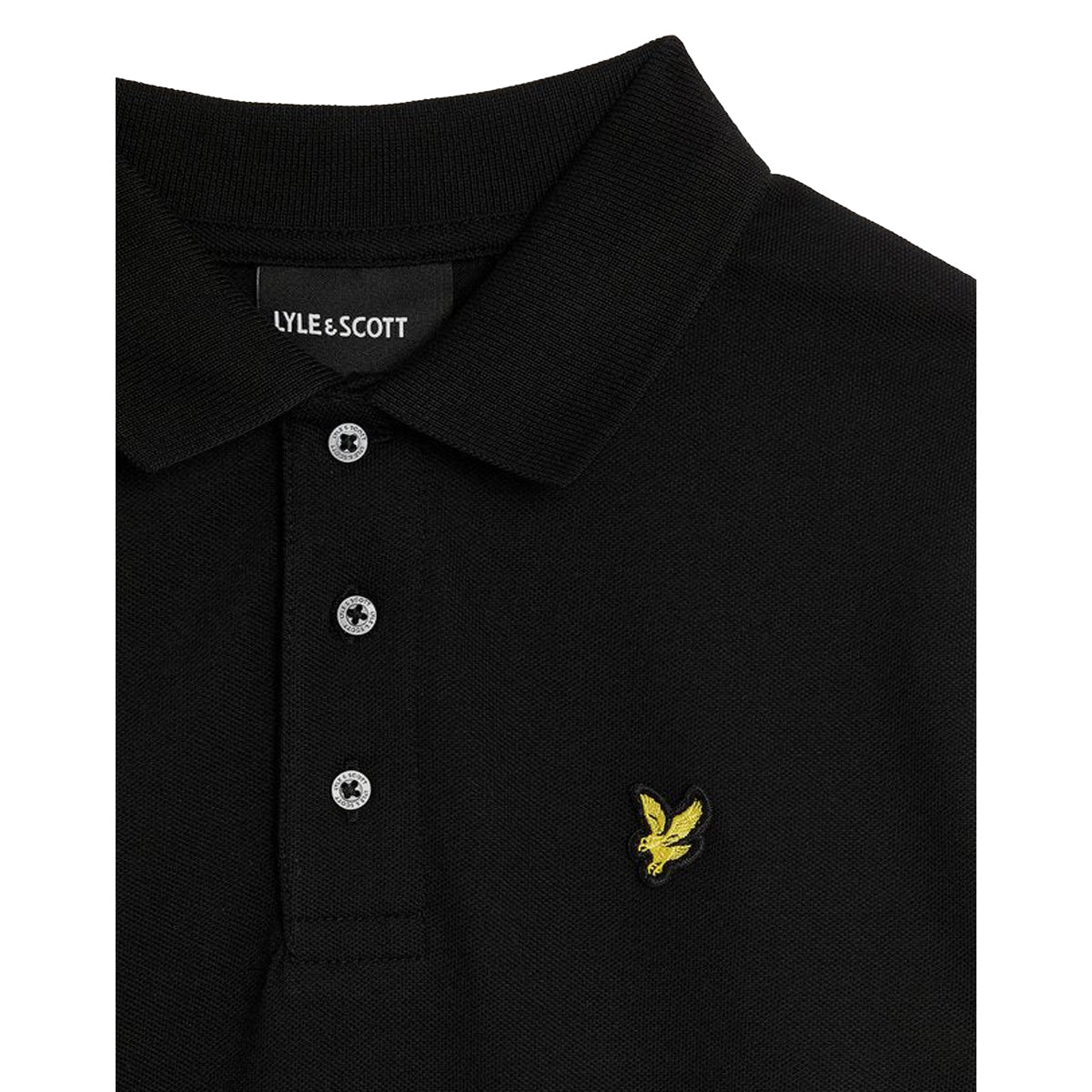 Jet Black - Side - Lyle & Scott Boys Plain Long-Sleeved Polo Shirt