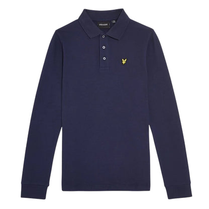 Navy - Front - Lyle & Scott Boys Plain Long-Sleeved Polo Shirt