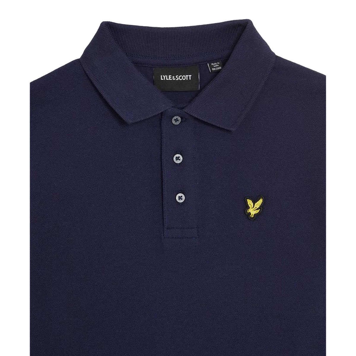 Navy - Side - Lyle & Scott Boys Plain Long-Sleeved Polo Shirt
