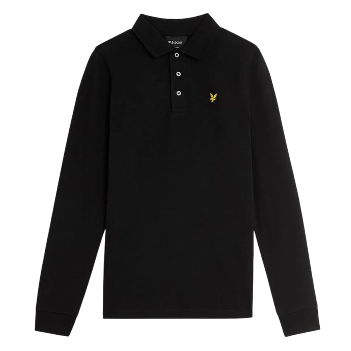 Jet Black - Front - Lyle & Scott Boys Plain Long-Sleeved Polo Shirt