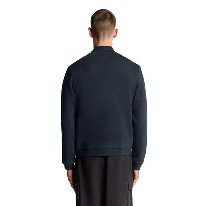 Dark Navy - Side - Lyle & Scott Mens Half Jersey Raglan Bomber Jacket