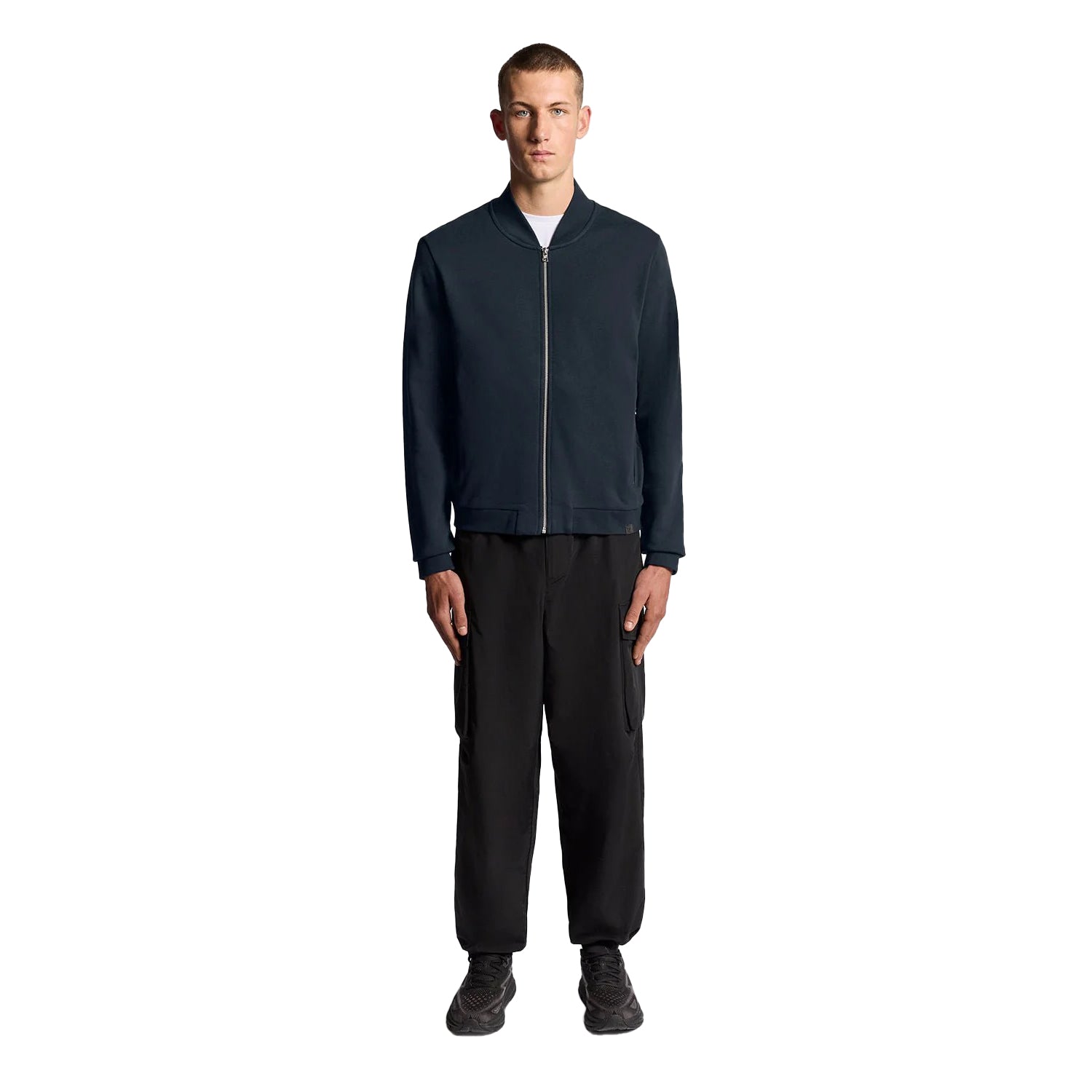 Dark Navy - Lifestyle - Lyle & Scott Mens Half Jersey Raglan Bomber Jacket