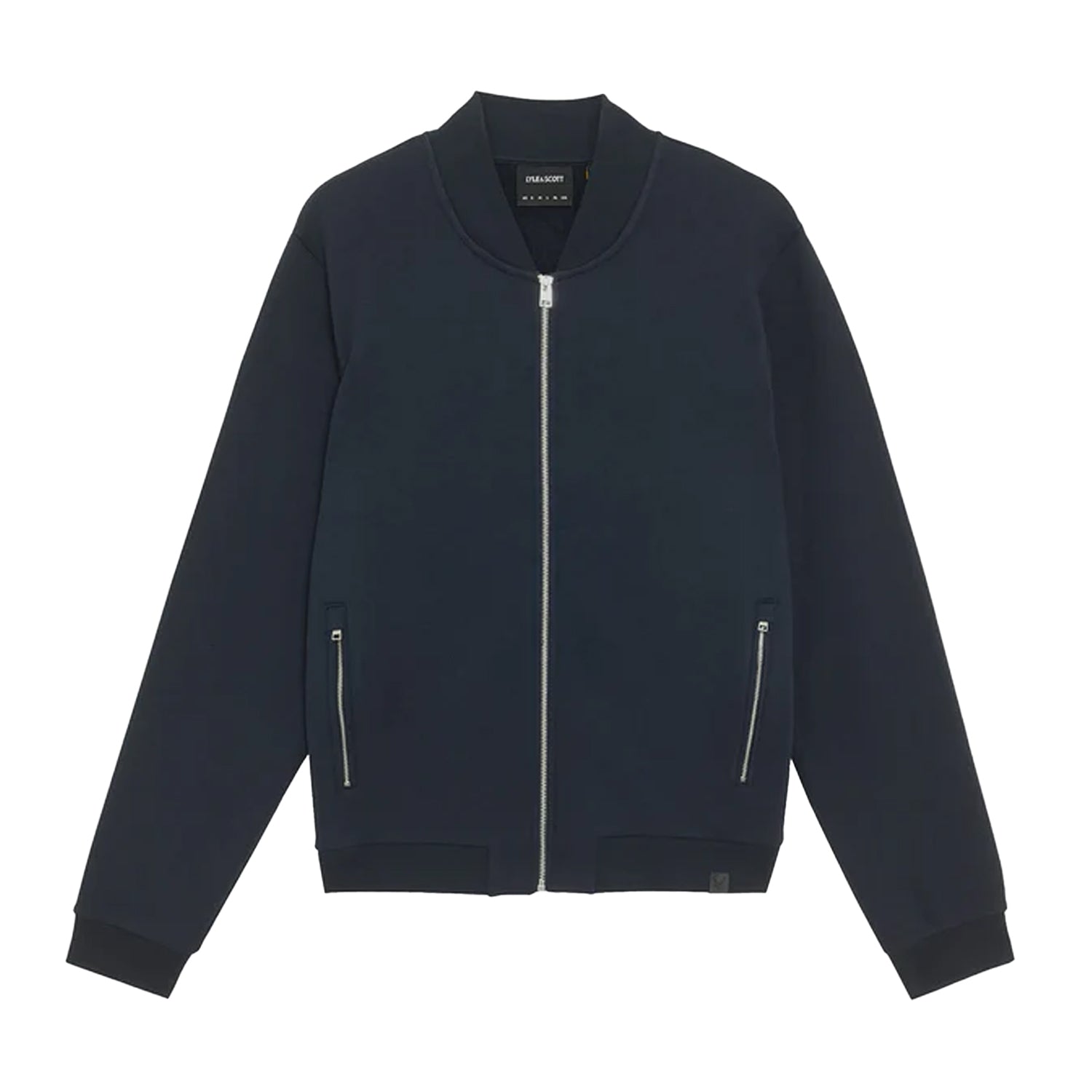 Dark Navy - Front - Lyle & Scott Mens Half Jersey Raglan Bomber Jacket