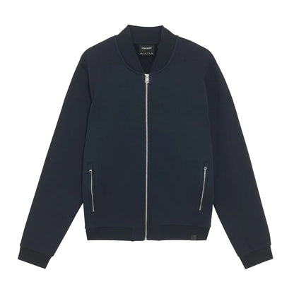 Dark Navy - Front - Lyle & Scott Mens Half Jersey Raglan Bomber Jacket
