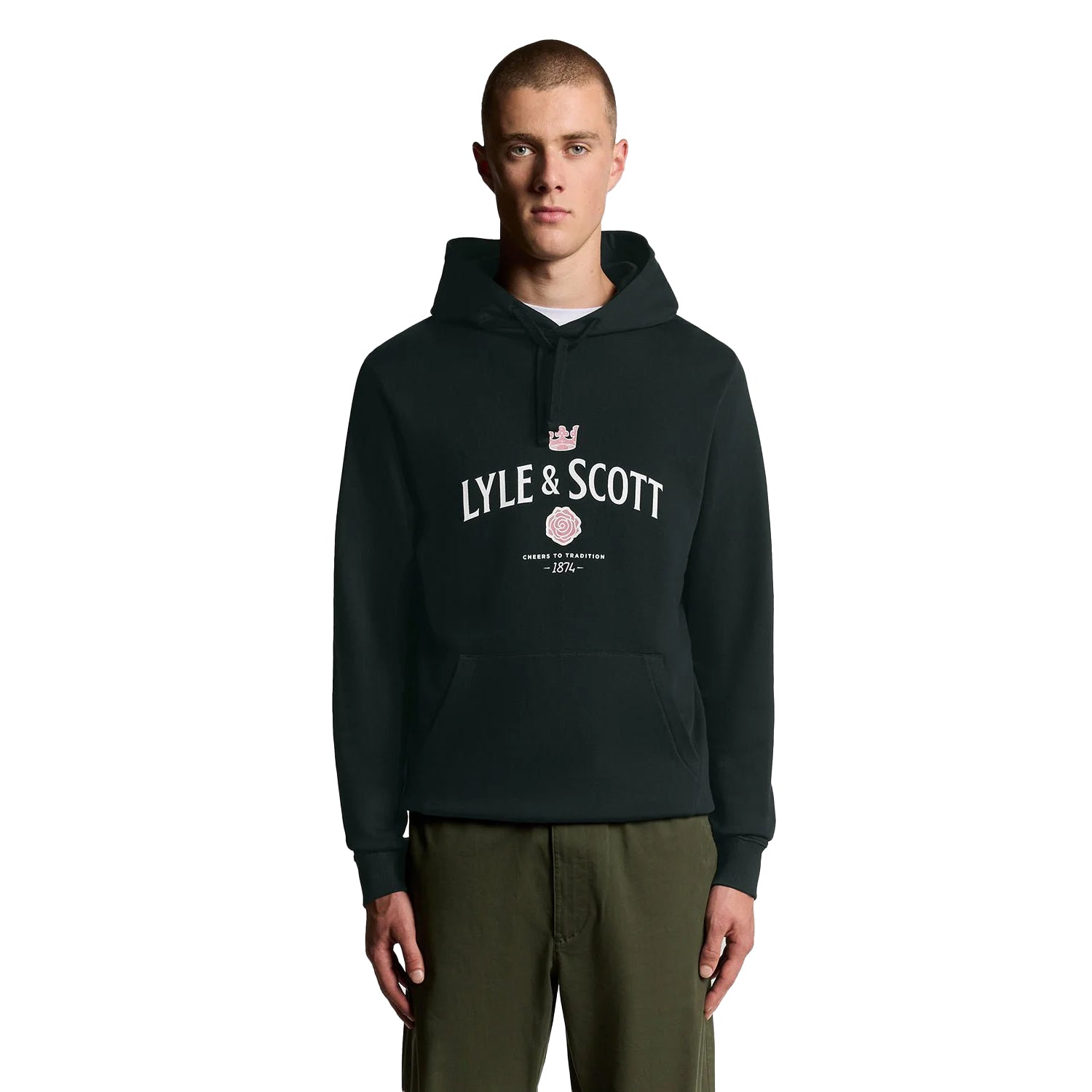 Dark Navy - Back - Lyle & Scott Mens Cheers To Tradition Graphic Loopback Hoodie