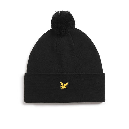 Jet Black - Front - Lyle & Scott Mens Merino Blend Golf Beanie