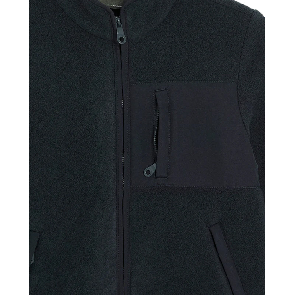 Dark Navy - Side - Lyle & Scott Boys Polar Fleece Trim Detail Jacket