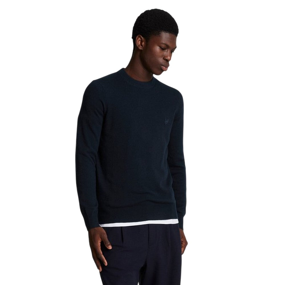 Dark Navy - Front - Lyle & Scott Mens Tonal Lambswool Jumper