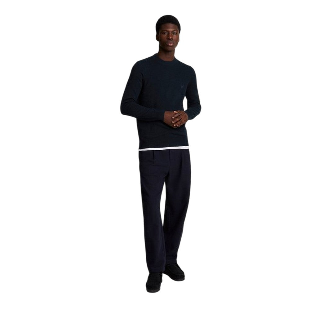 Dark Navy - Back - Lyle & Scott Mens Tonal Lambswool Jumper