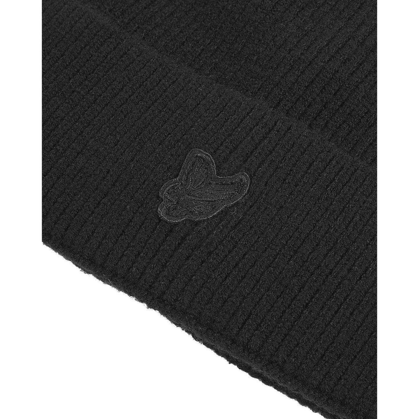 Jet Black - Side - Lyle & Scott Tonal Eagle Rib Knit Beanie