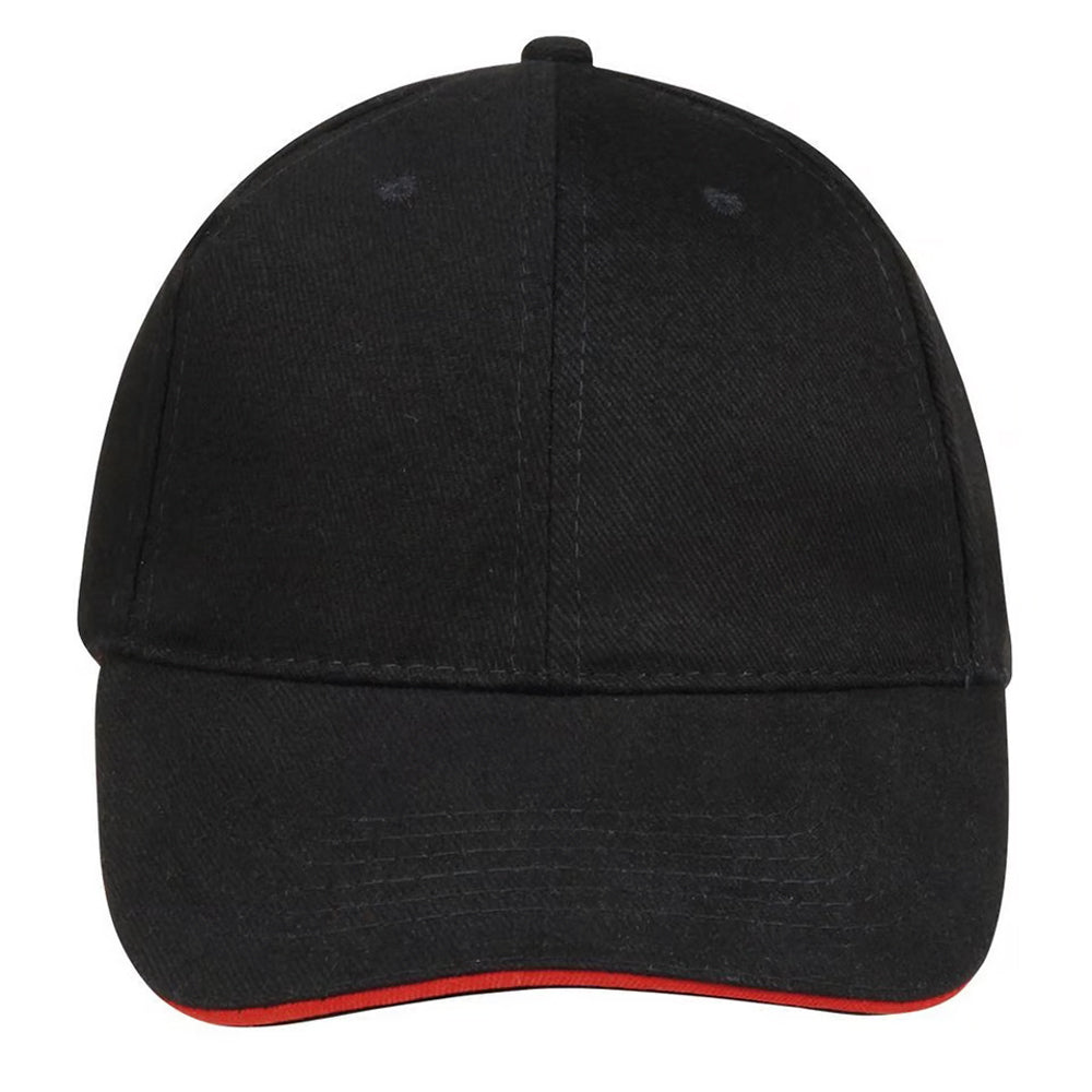 Black-Red - Front - SOLS Buffalo 6 Panel Baseball Cap