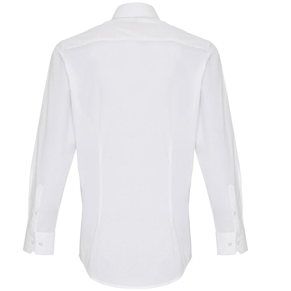 White - Side - Premier Mens Stretch Fit Poplin Long Sleeve Shirt