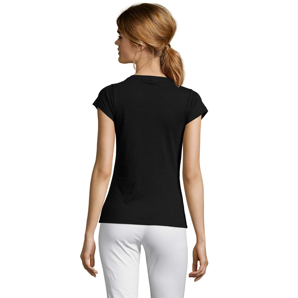 Deep Black - Back - SOLS Womens-Ladies Moon V Neck T-Shirt