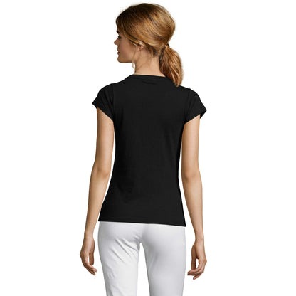 Deep Black - Back - SOLS Womens-Ladies Moon V Neck T-Shirt