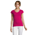 Fuchsia - Front - SOLS Womens-Ladies Moon V Neck T-Shirt