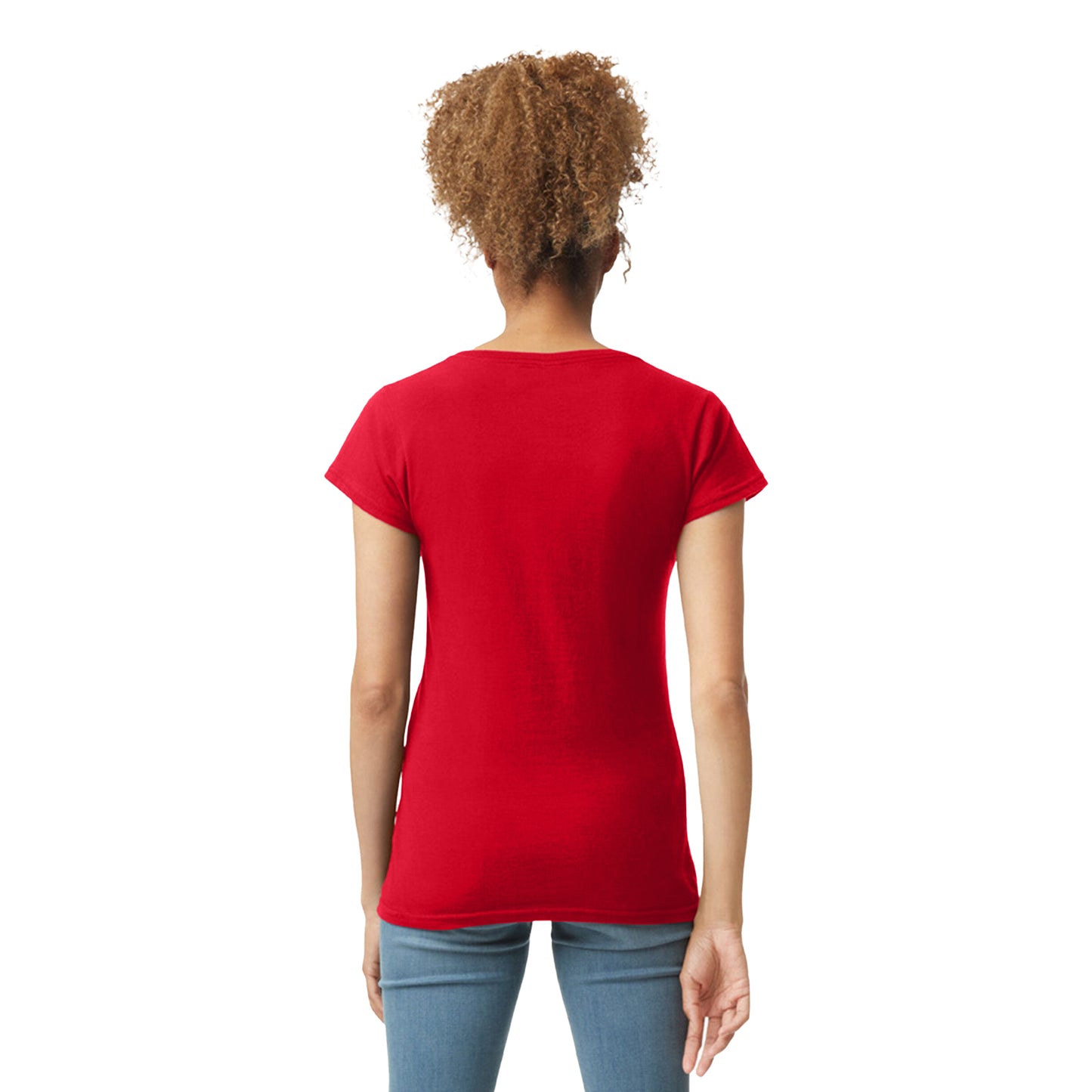 Red - Back - Gildan Womens-Ladies Softstyle V Neck T-Shirt